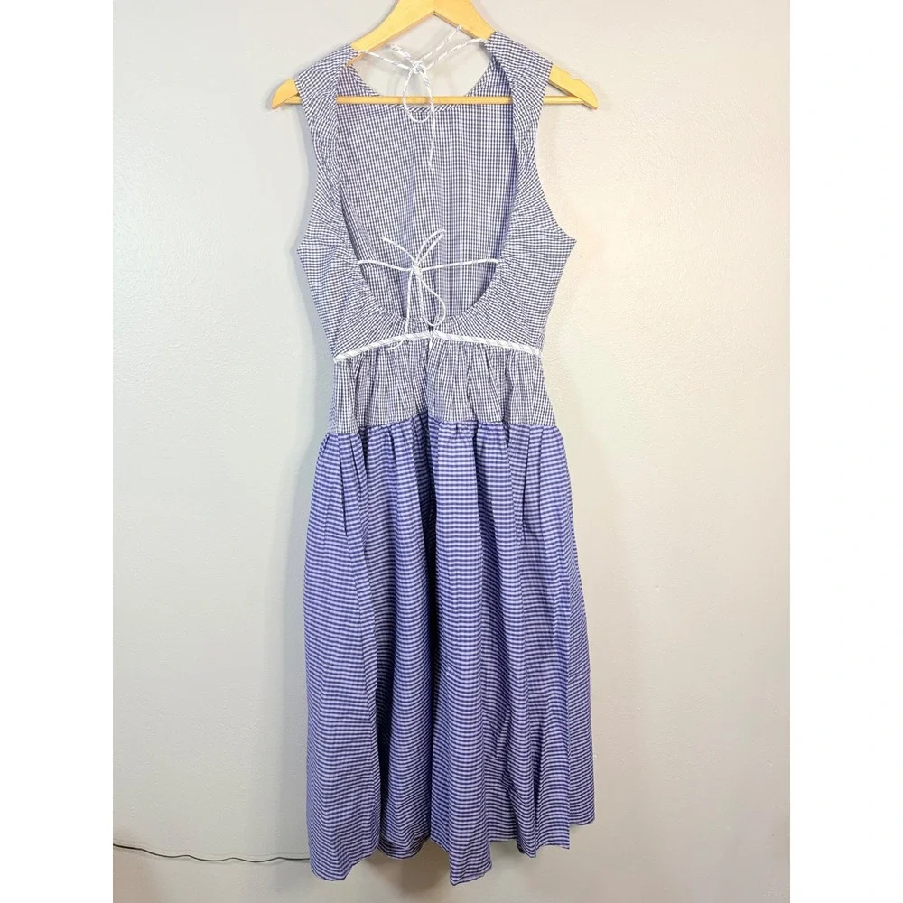 J.Crew Open-back dress in mixed gingham print Size 6 NWT